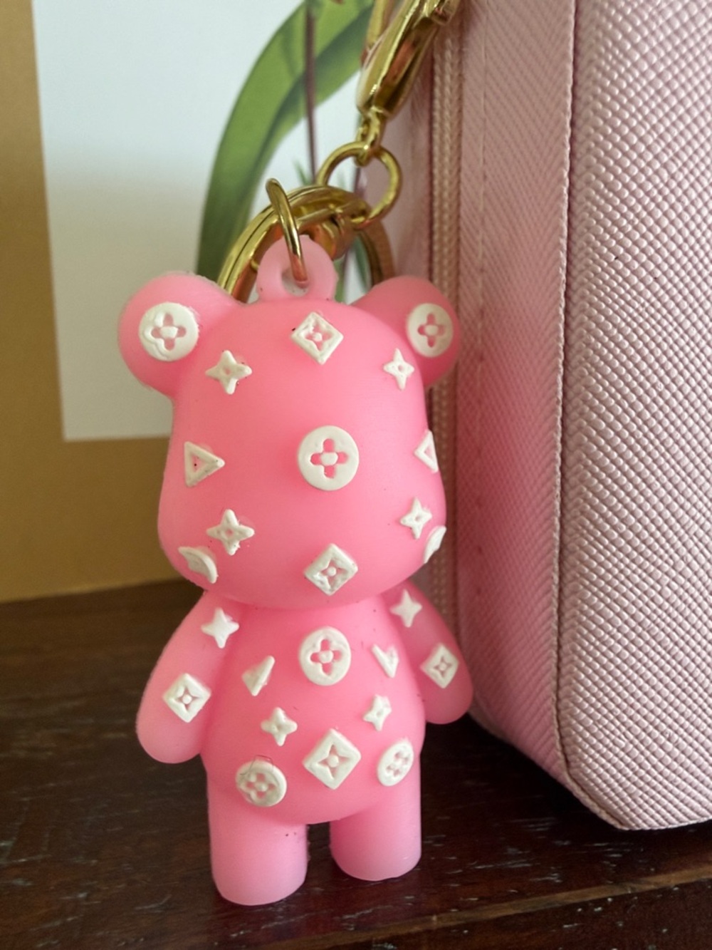 Pink bear charm & Square Zip jewelery organizer - Picture 3 of 7